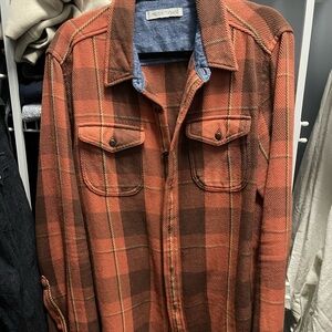 Outerknown Rust and Brown Plaid Men's Shirt